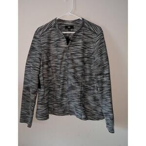 Mossimo Ladies Jacket Size XXL Black White Speckled Knit Zipper Pockets Casual